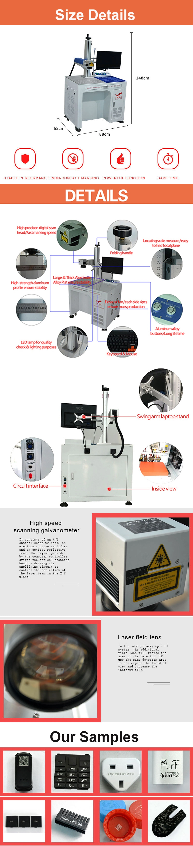 Dapeng 20W 30W 50W Color Mopa Fiber Laser Marking Machine